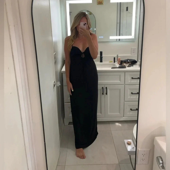 Mango Black Ruched Detail Dress NWT - Picture 2 of 12